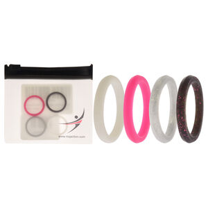 Silicone Wedding Stackble Point Ring Set - Pink by ROQ for Women - 4 x 6 mm Ring